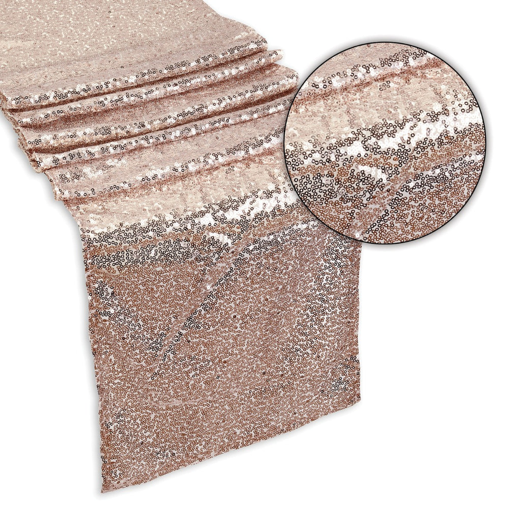 30cm x 274cm Shiny Sequin Table Runner - Nude
