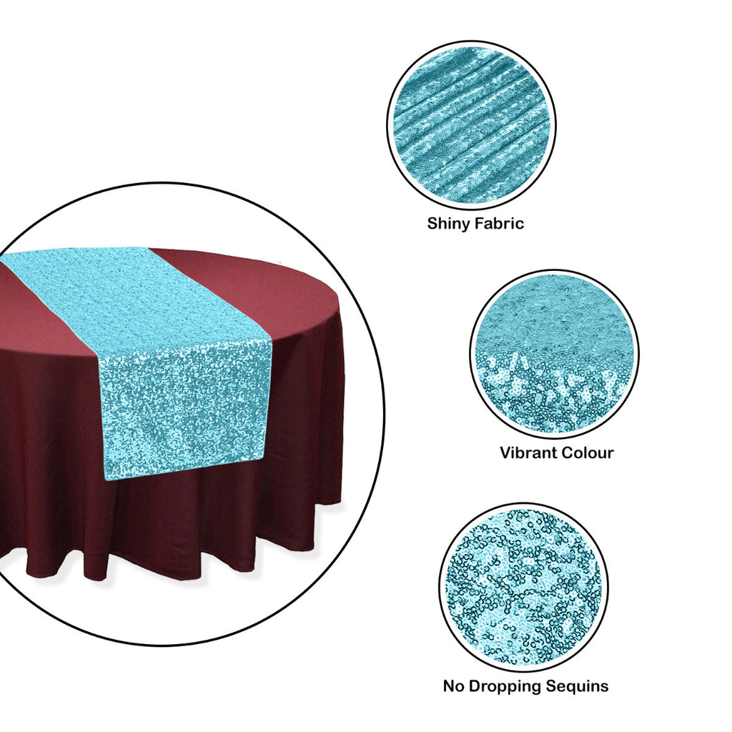 30cm x 274cm Shiny Sequin Table Runner - Turquoise