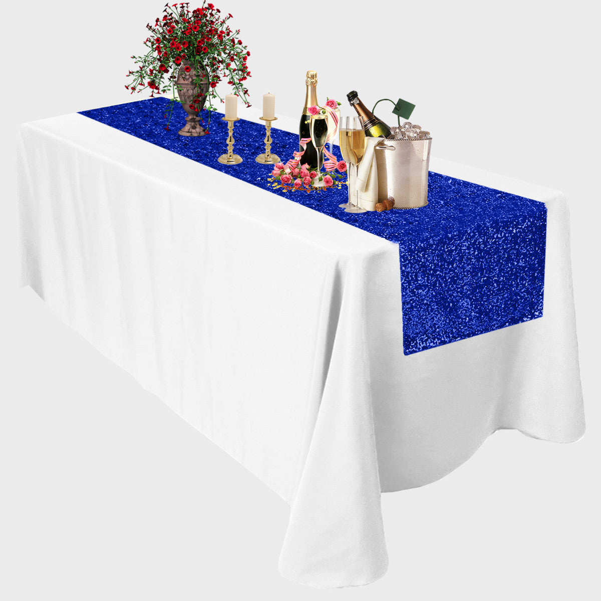 30cm x 274cm Shiny Sequin Table Runner - Royal Blue