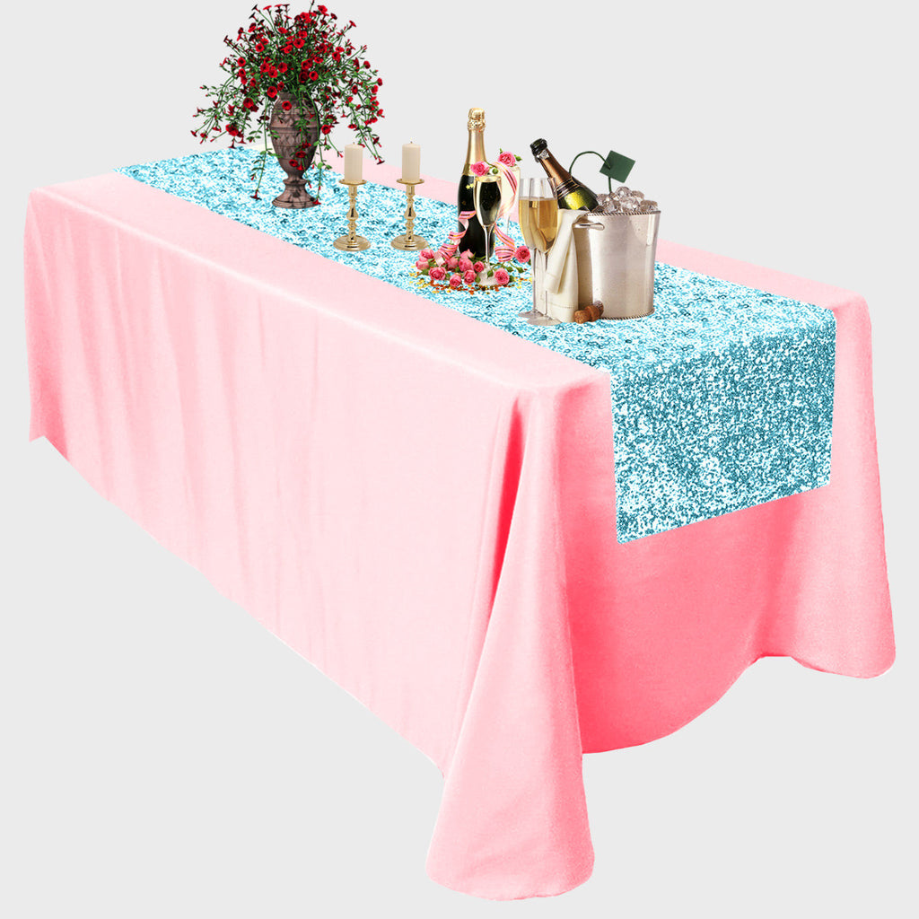30cm x 274cm Shiny Sequin Table Runner - Turquoise