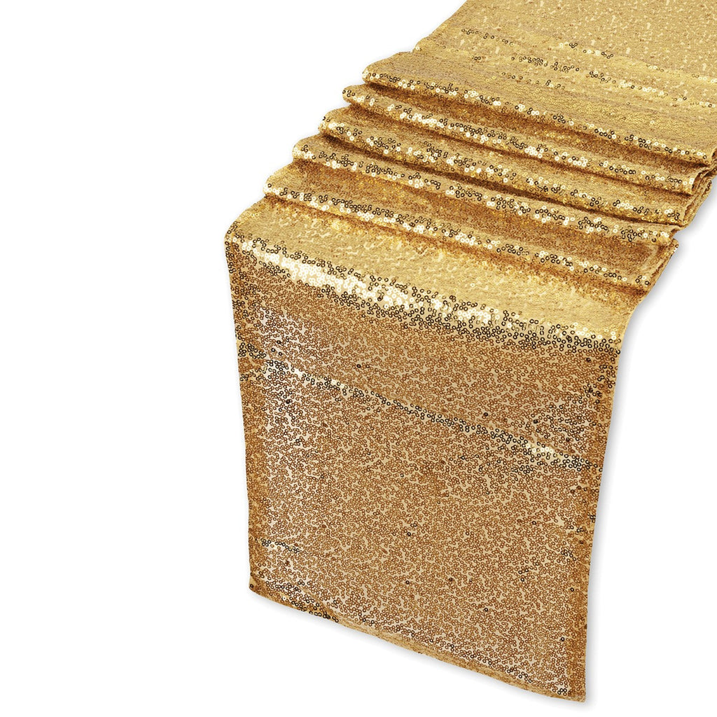 30cm x 274cm Shiny Sequin Table Runner - Champagne