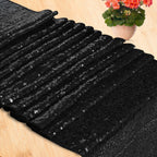 30cm x 274cm Shiny Sequin Table Runner - Black