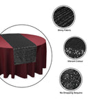 30cm x 274cm Shiny Sequin Table Runner - Black