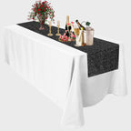 30cm x 274cm Shiny Sequin Table Runner - Black