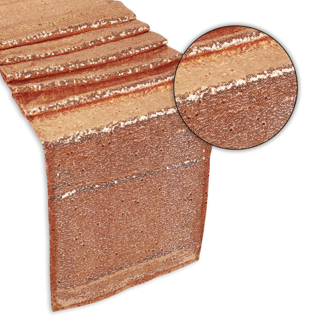 30cm x 274cm Shiny Sequin Table Runner - Peach