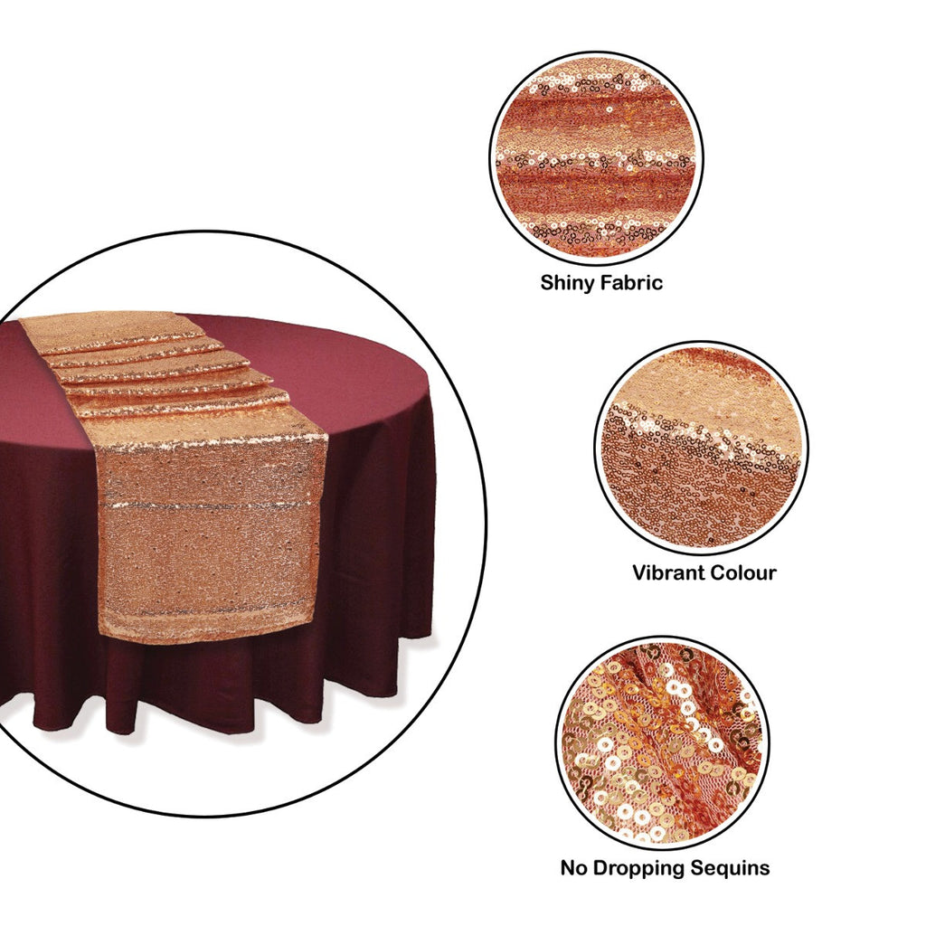 30cm x 274cm Shiny Sequin Table Runner - Peach