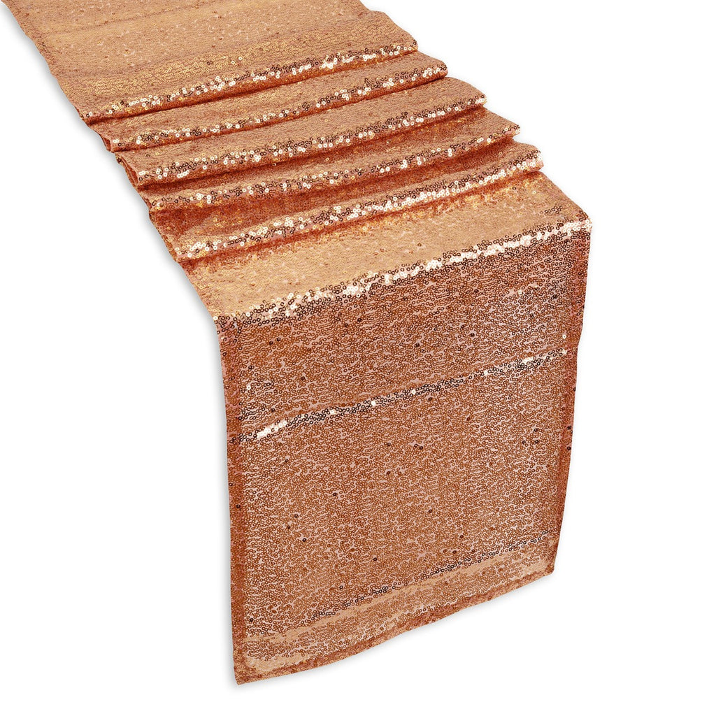 30cm x 274cm Shiny Sequin Table Runner - Peach