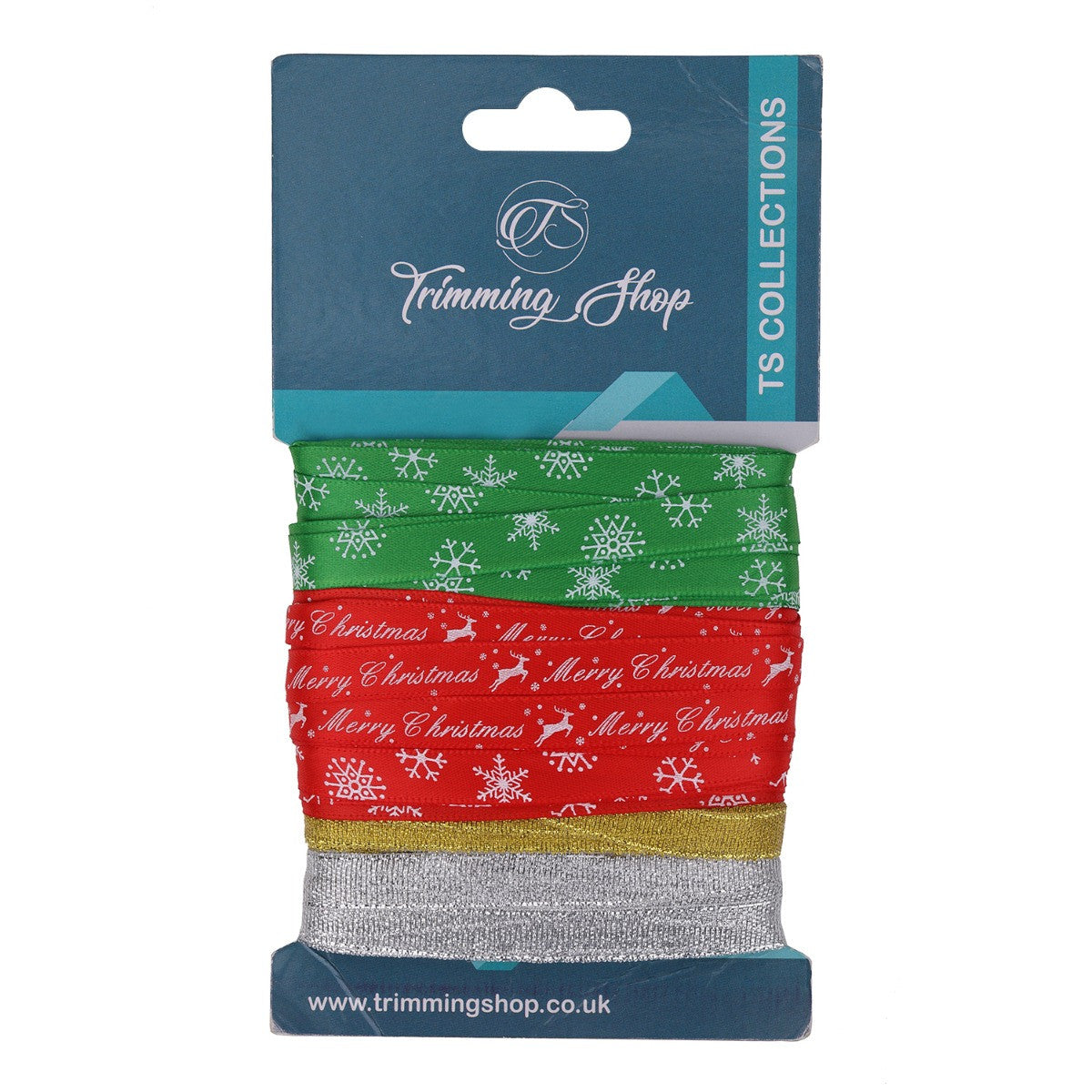 10mm x 9m Christmas Themed Printed Grosgrain Ribbons, 5 Rolls - Assorted Designs