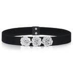 Tea Flower Buckle Belt with Three Roses - Elasticated