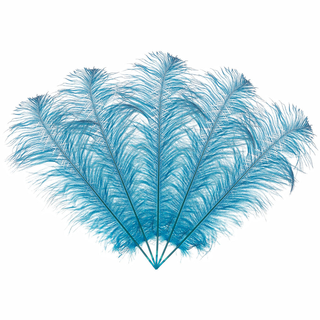 50-60cm Loose Ostrich Feathers, 5pcs - Turquoise