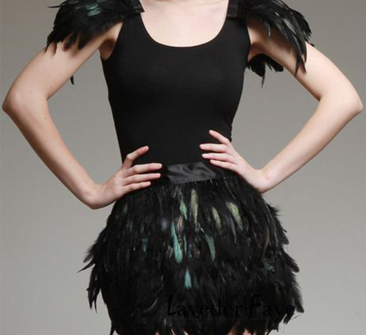 Rooster Feather Fringe for Costume - Black