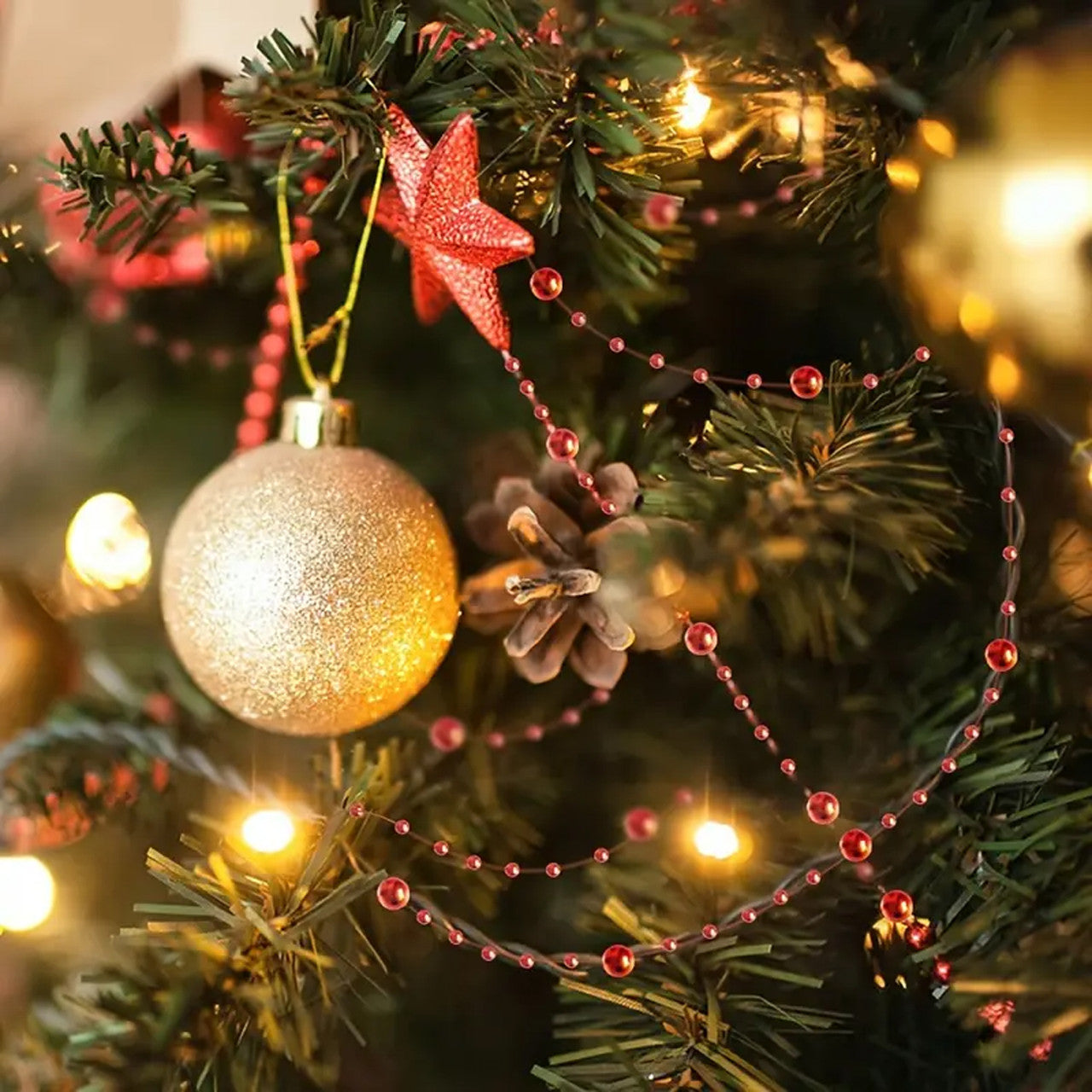 Hanging Beads - Red & Gold