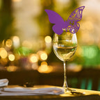 50x Laser Cut Butterfly Place Cards (67mm x 107mm) - Purple