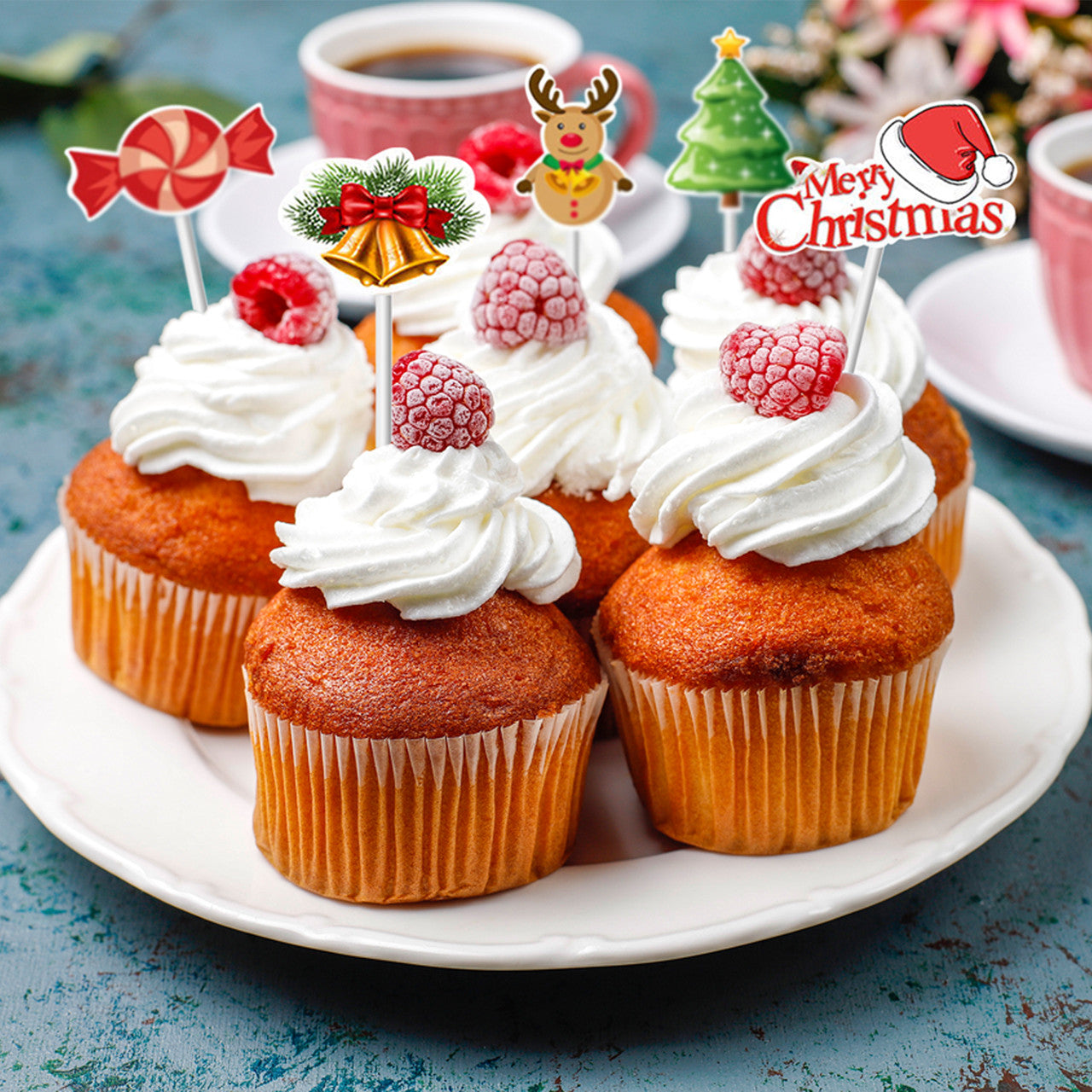 Merry Christmas Cake Toppers - 24pcs
