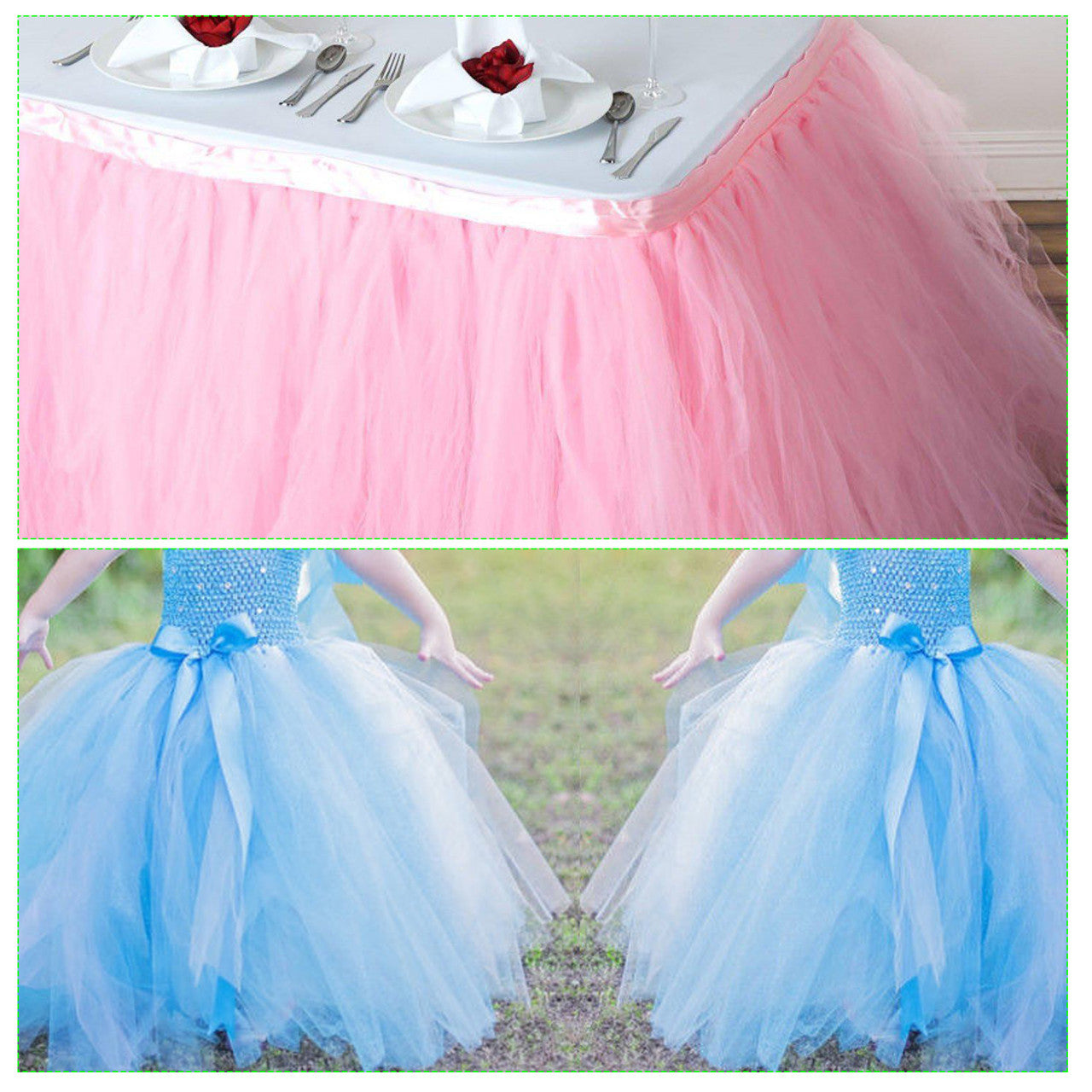 6" Tulle Fabric Roll - Baby Blue & Dark Purple & Light Purple & Mint Green (25Yard)