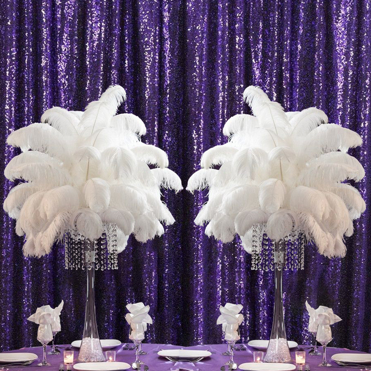 50-60cm Loose Ostrich Feathers, 5pcs - Burgundy