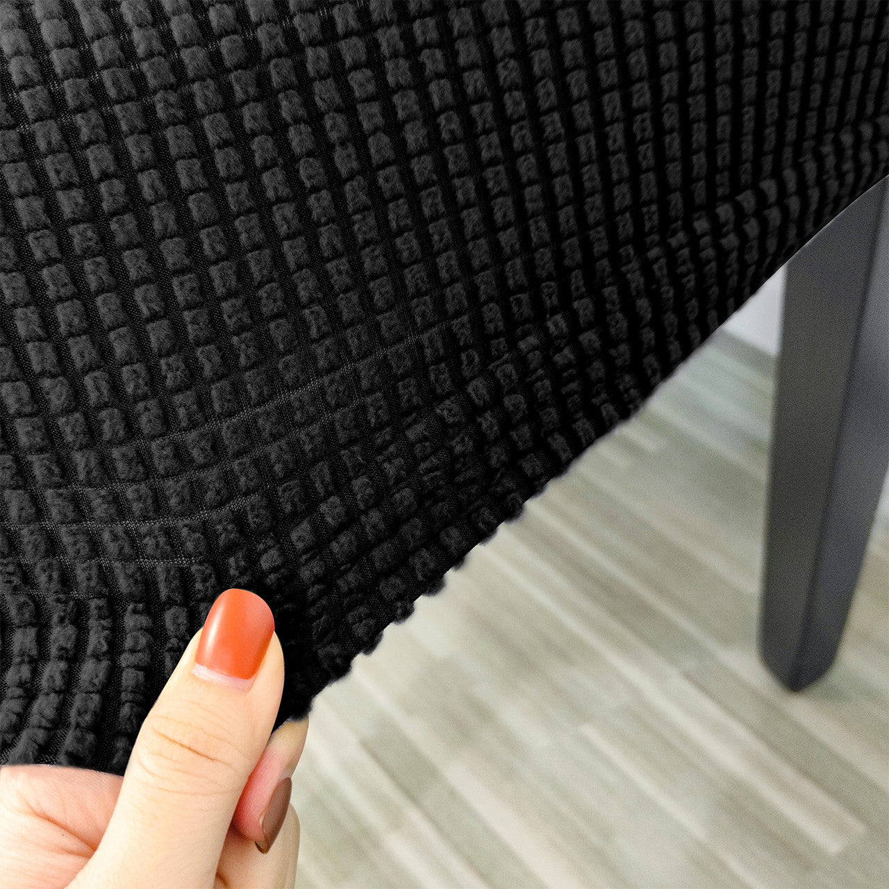 Short Spandex Textured Chair Cover - Black
