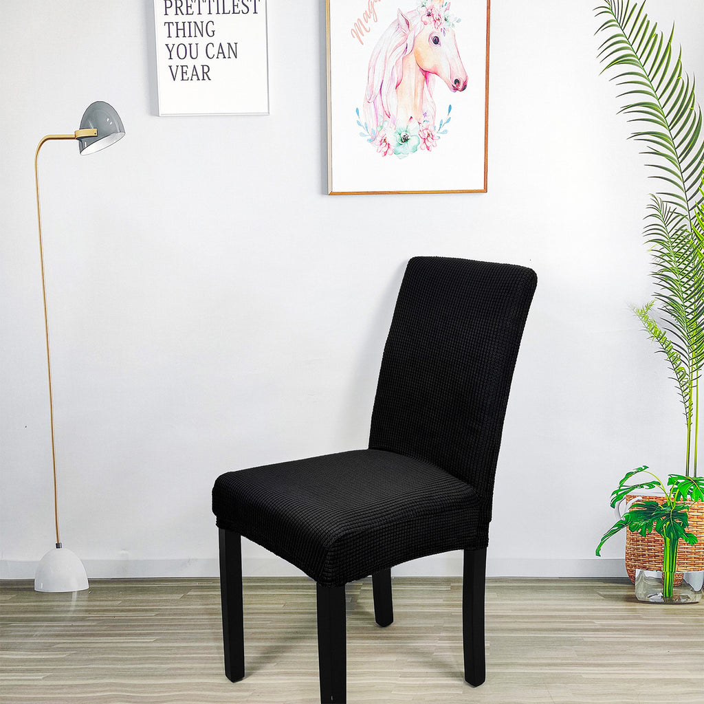 Short Spandex Textured Chair Cover - Black