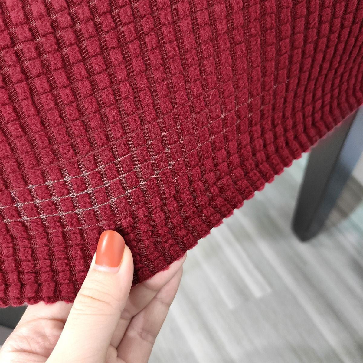 Short Spandex Textured Chair Cover - Burgundy