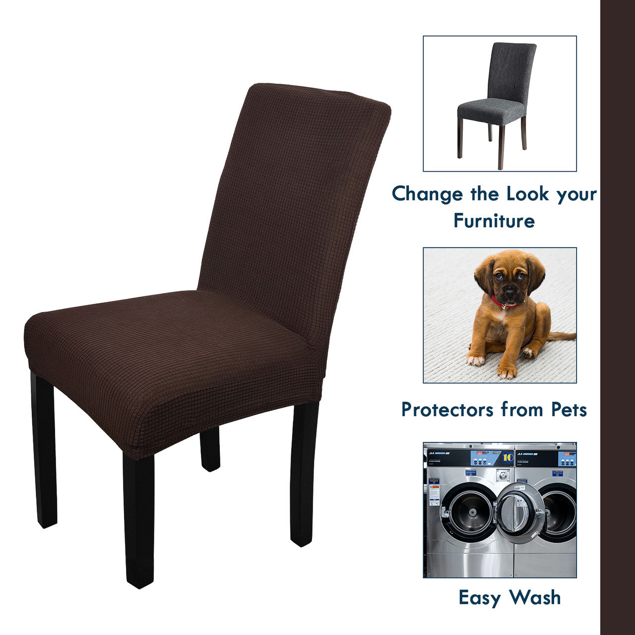 Short Spandex Textured Chair Cover - Chocolate