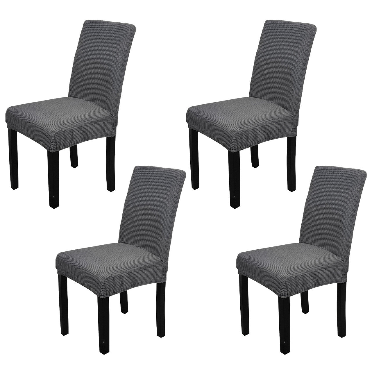 Short Spandex Textured Chair Cover - Dark Grey