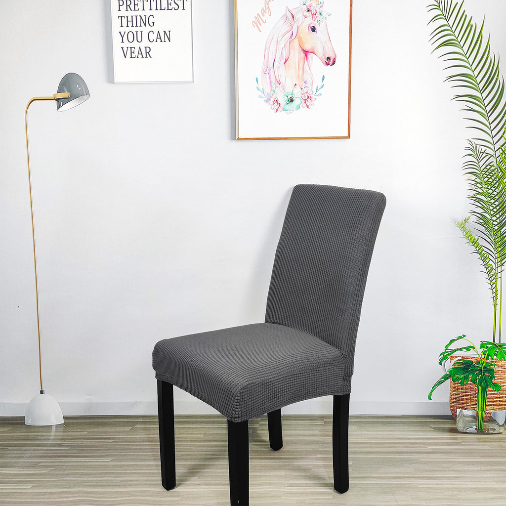 Short Spandex Textured Chair Cover - Dark Grey