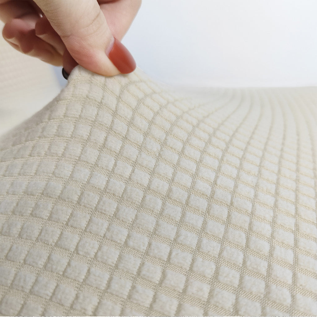 Short Spandex Textured Chair Cover - Ivory