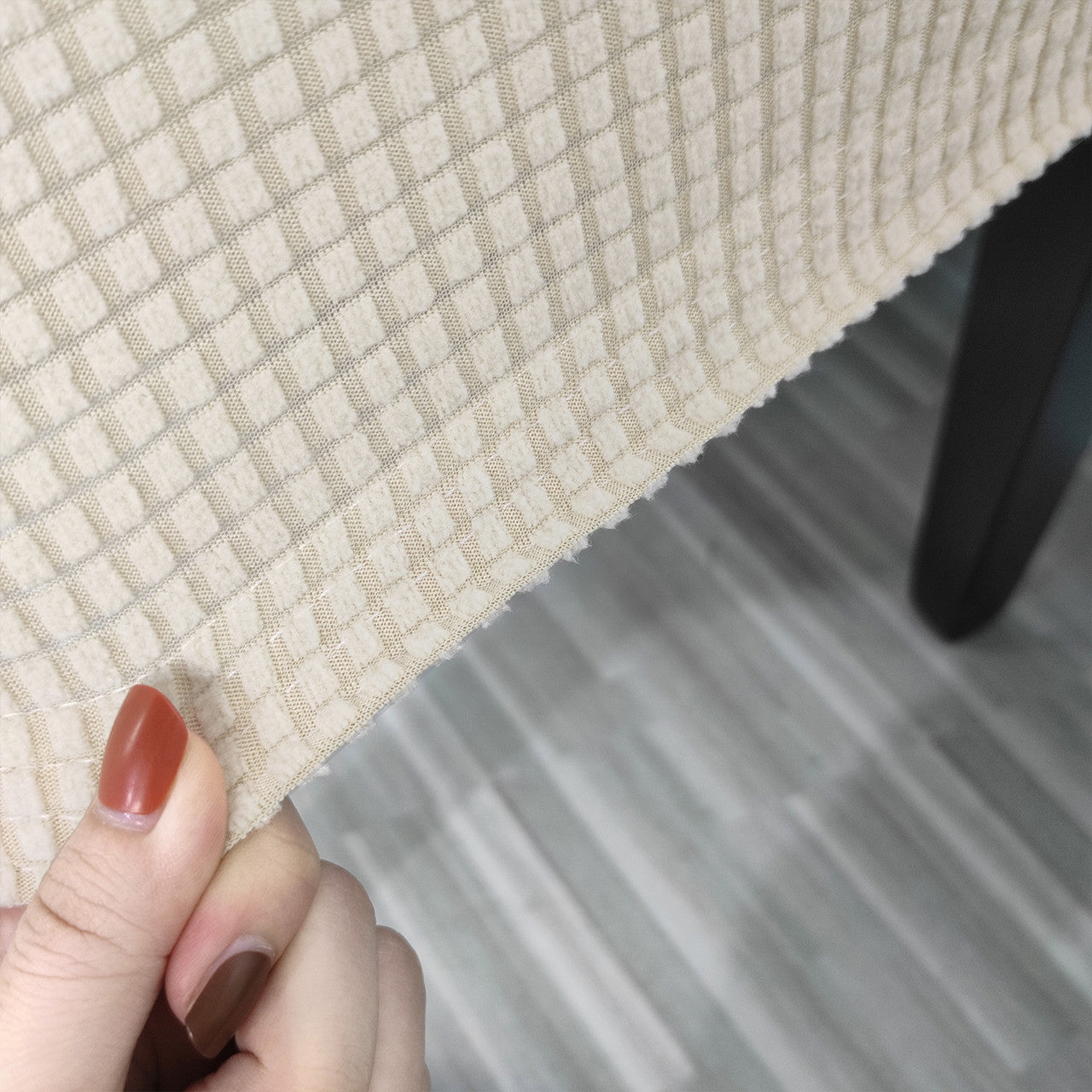Short Spandex Textured Chair Cover - Ivory