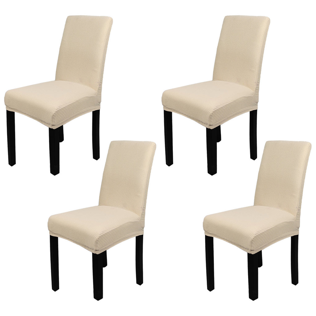 Short Spandex Textured Chair Cover - Ivory