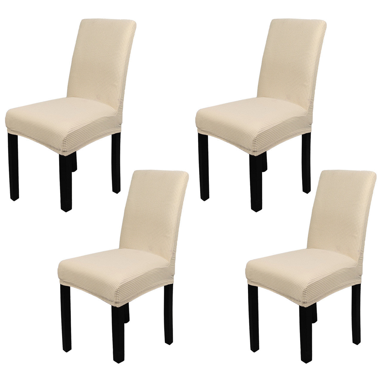 Short Spandex Textured Chair Cover - Ivory