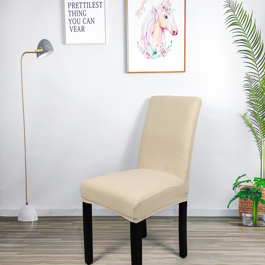 Short Spandex Textured Chair Cover - Ivory