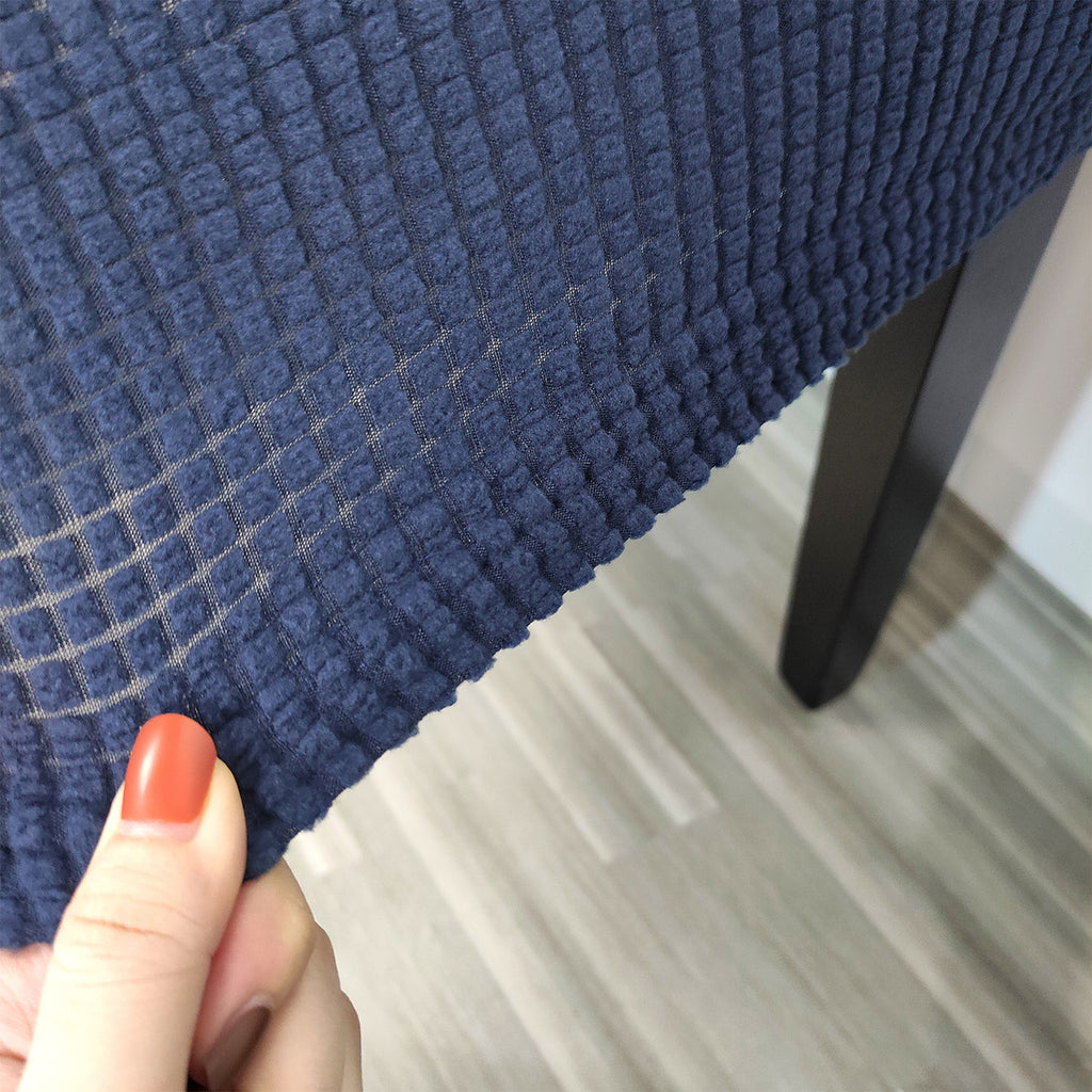 Short Spandex Textured Chair Cover - Navy