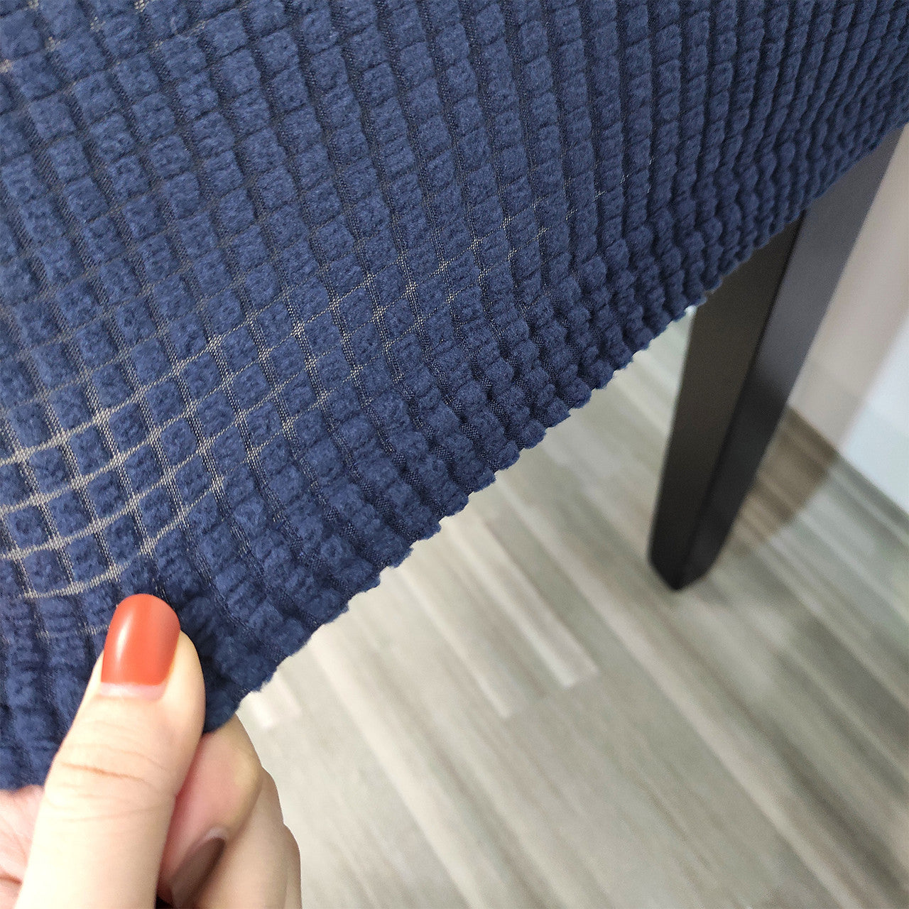Short Spandex Textured Chair Cover - Navy