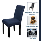 Short Spandex Textured Chair Cover - Navy