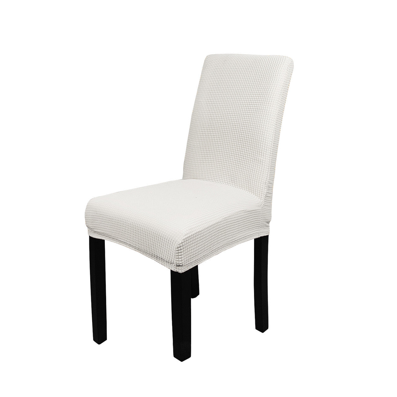 Short Spandex Textured Chair Cover - White