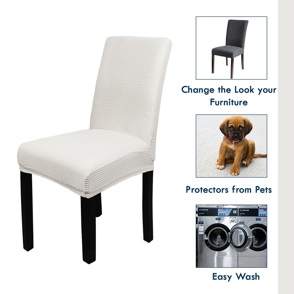 Short Spandex Textured Chair Cover - White