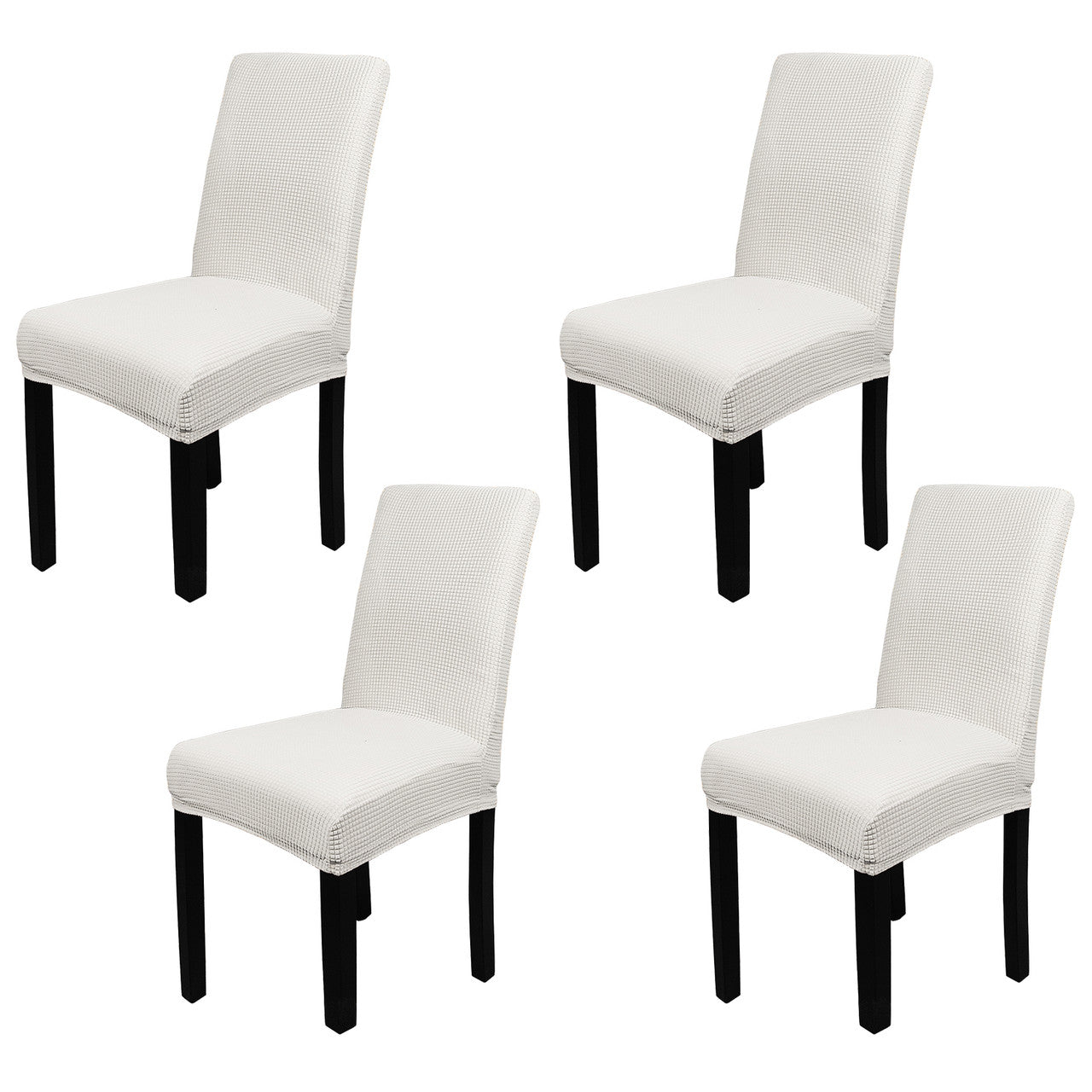 Short Spandex Textured Chair Cover - White
