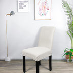 Short Spandex Textured Chair Cover - White