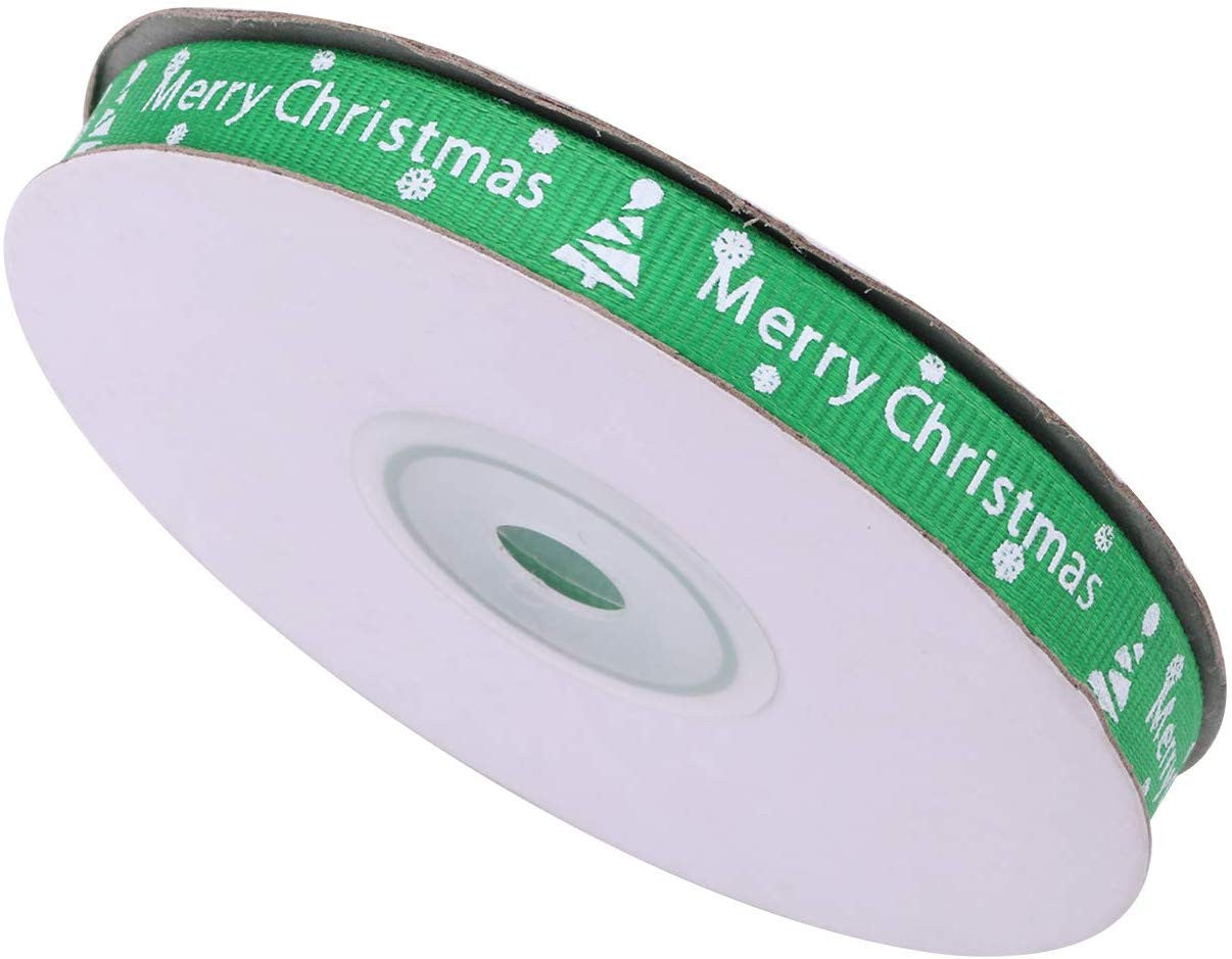 Merry Christmas Printed Grosgrain Ribbon - Green