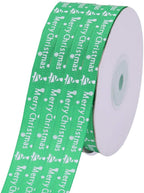 Merry Christmas Printed Grosgrain Ribbon - Green