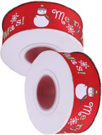 Snowman, Merry Christmas Printed Grosgrain Ribbon - Red
