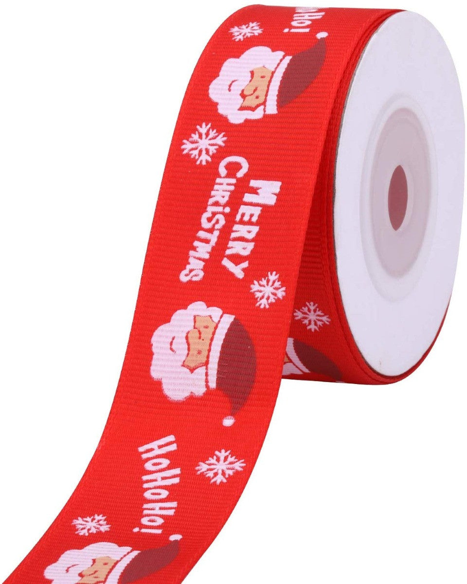 Santa Claus Printed Grosgrain Ribbon - Red