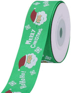 Santa Claus Printed Grosgrain Ribbon - Green