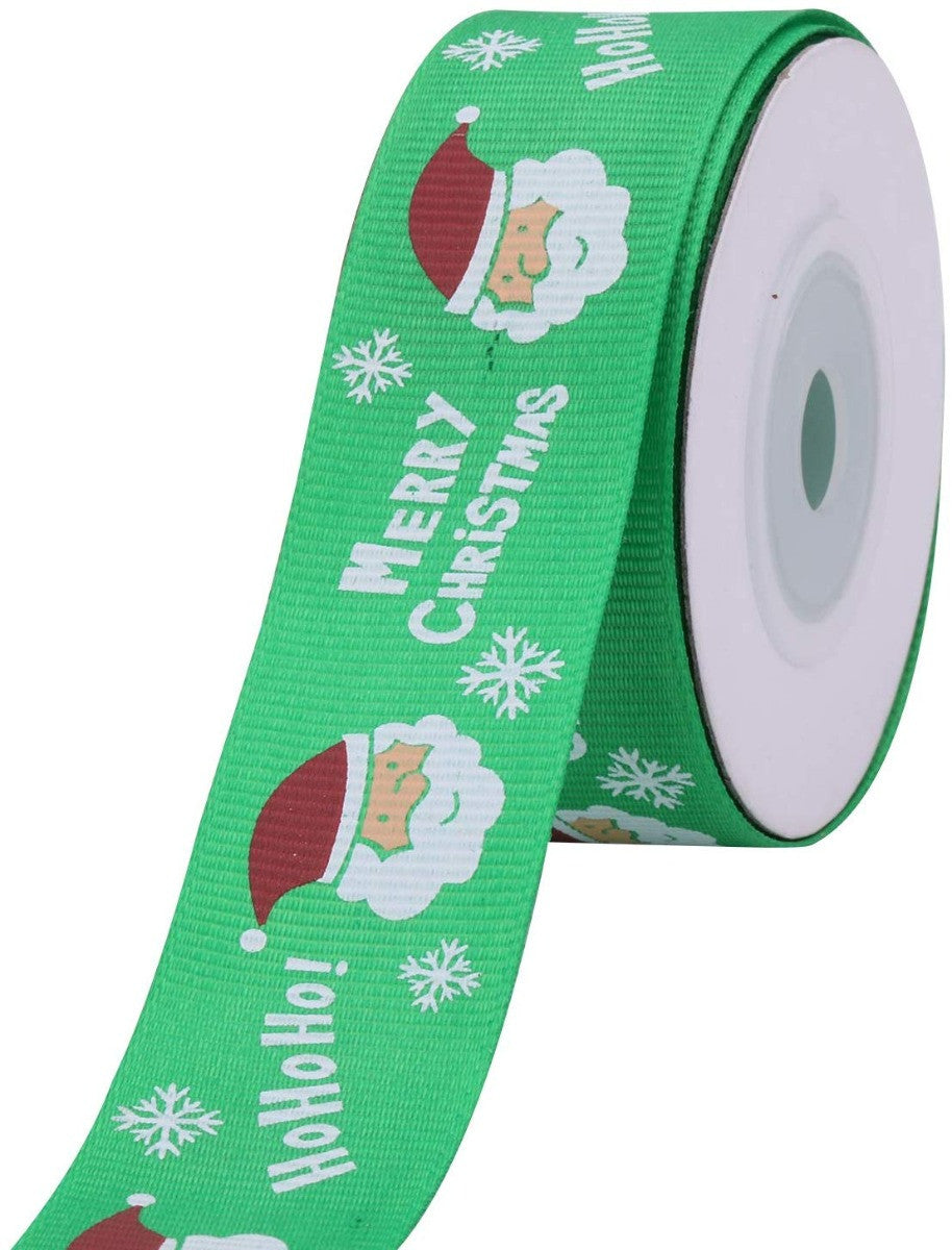 Santa Claus Printed Grosgrain Ribbon - Green