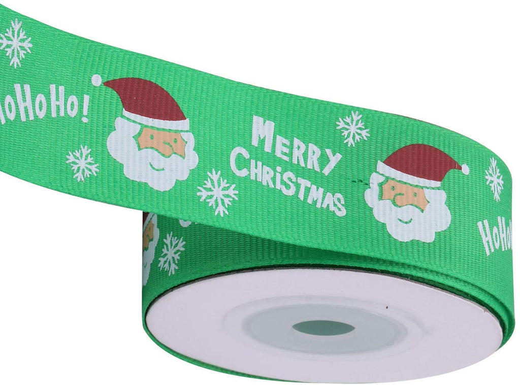Santa Claus Printed Grosgrain Ribbon - Green
