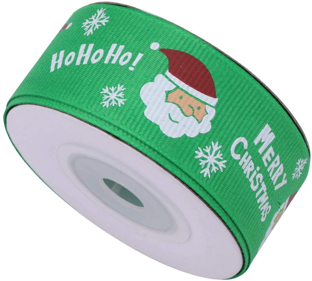 Santa Claus Printed Grosgrain Ribbon - Green