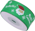 Santa Claus Printed Grosgrain Ribbon - Green