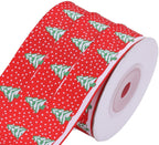Christmas Tree Printed Grosgrain Ribbon - Red