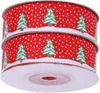Christmas Tree Printed Grosgrain Ribbon - Red