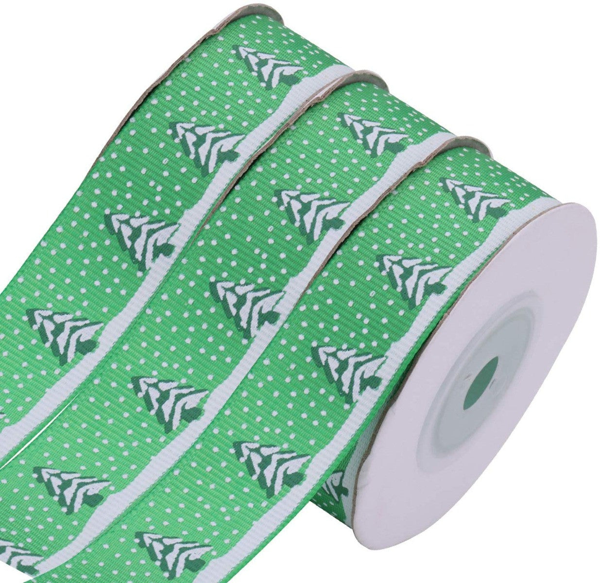 Christmas Tree Printed Grosgrain Ribbon - Green